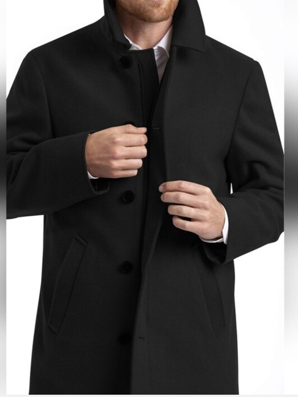 NWT Chaps Black Wool-Blend Pea Coat Sz 40R
